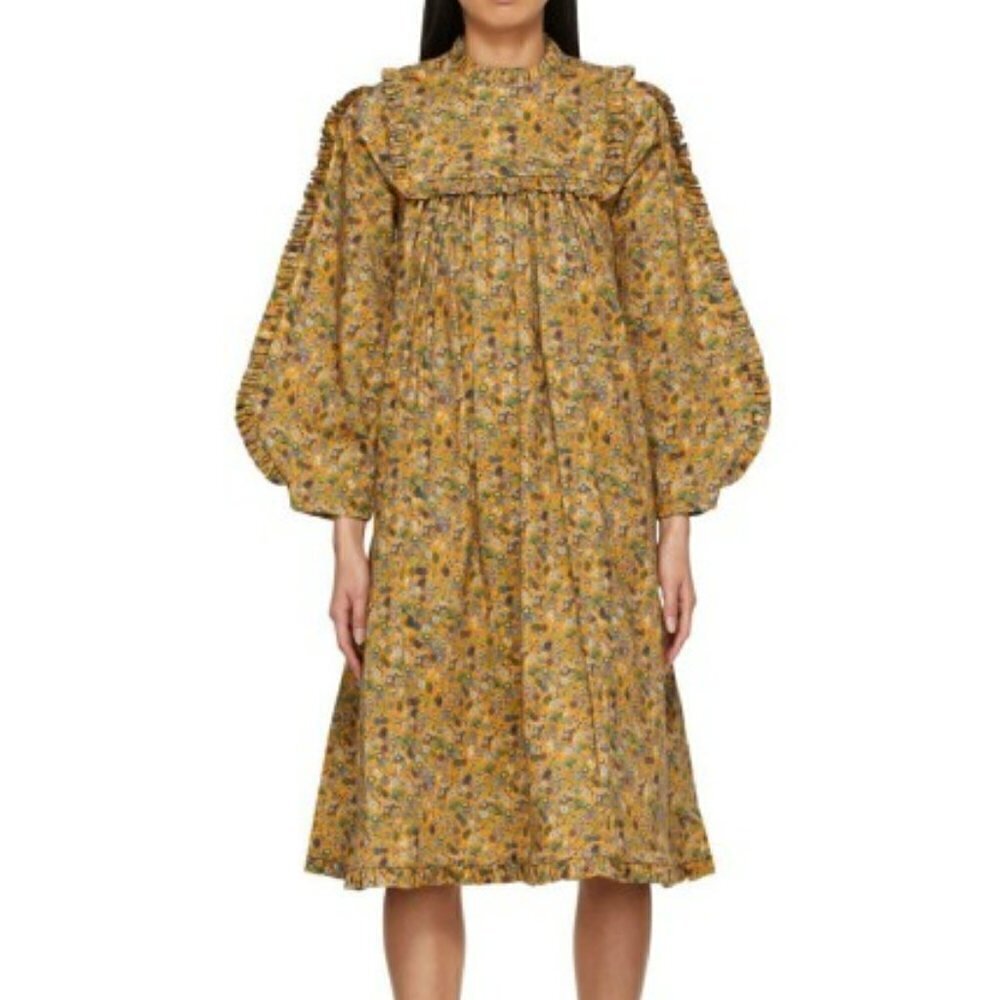 Kika Vargas Hertha Dress in Yellow Floral